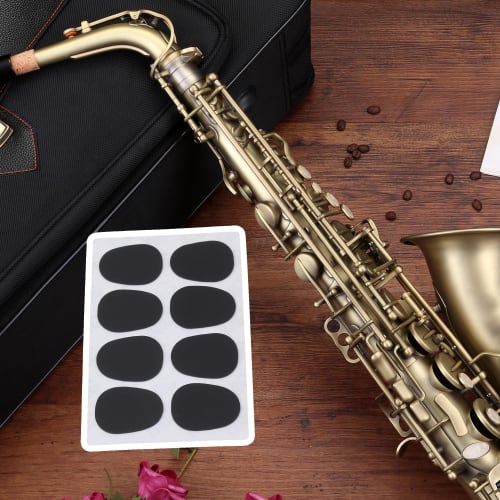 Bstinay Set of 8 Mouthpiece Patches for Alto/Tenor Saxophone, Oval Cushion, 0.5mm Thick, Black