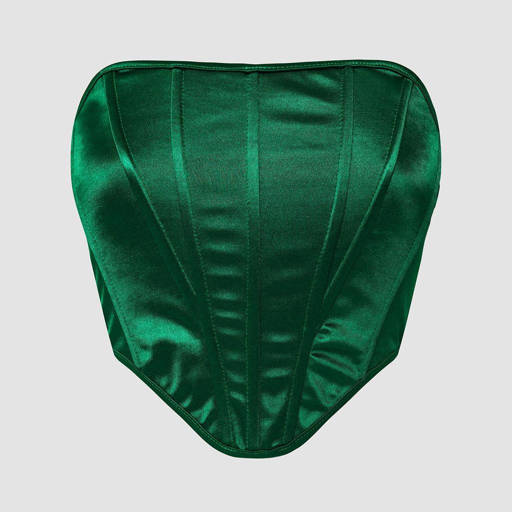 Diamond-Shaped Shiny Tube Top: Navel-Baring, Backless, Fishbone Vest