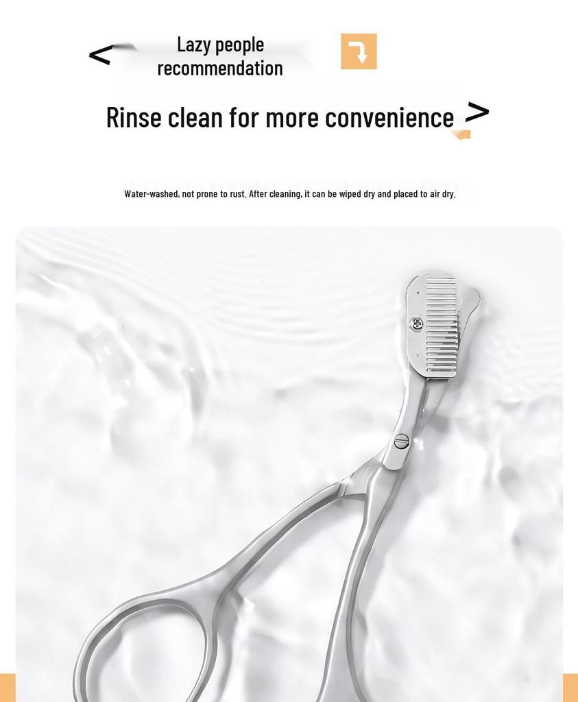 Beauty Method Stainless Steel Eyebrow Trimmer Tool with Comb & Scissors for Beginners