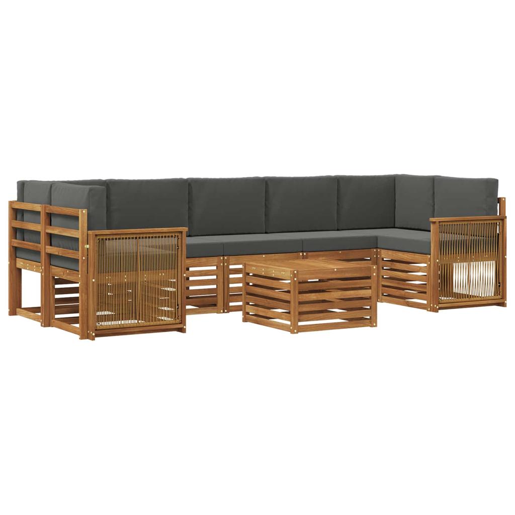 Outdoor Sofa Set with Cushions 8 Pcs Natural and Anthracite