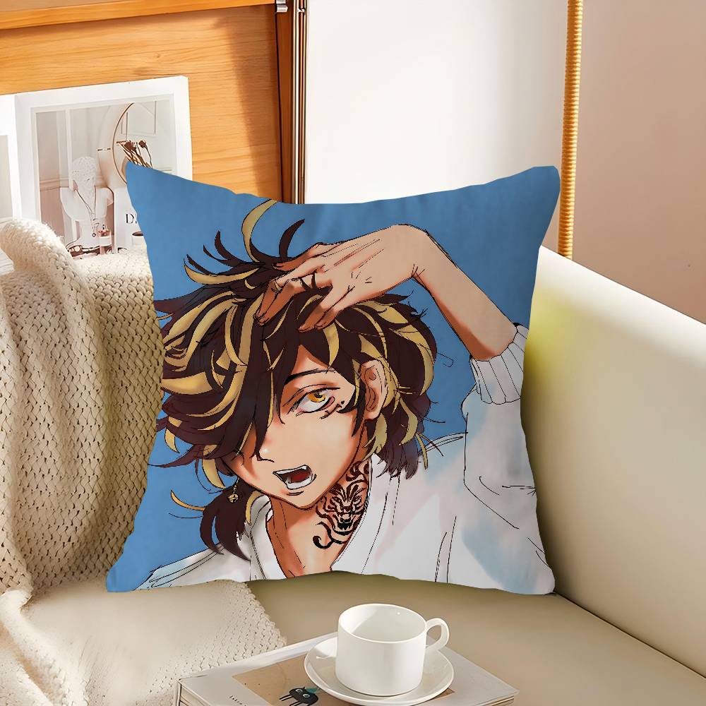 

Anime T-Tokyo-Revengers Hanemiya Kazutora 45*45cm Cushion Cover Pillow Cover Decor Pillowcase Home Pillowcase For Couch Pillow 16x16Inch
