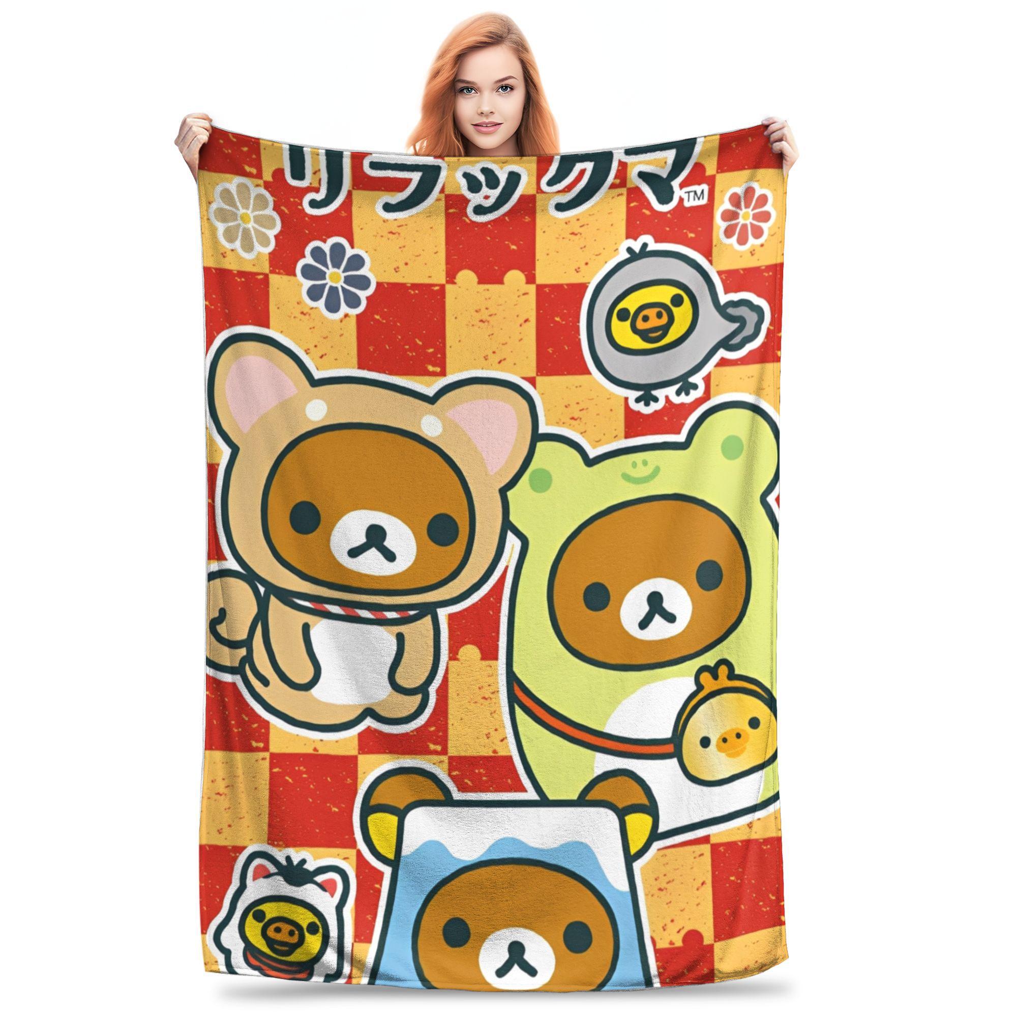 

Rilakkuma Blanket Multiple Sizes Super Soft Cozy Throw Blankets for Sofa Couch and Bed 200x150cm 80x60in