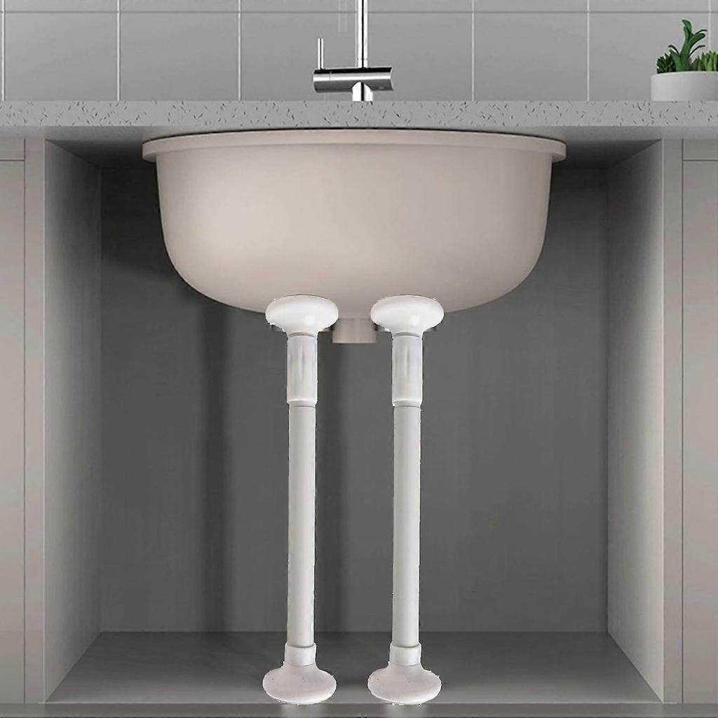 Pièces Jambes de support pour évier de cuisine en acier inoxydable - Hauteur d'installation réglable - Pour évier simple et double (35-50cm, Blanc)