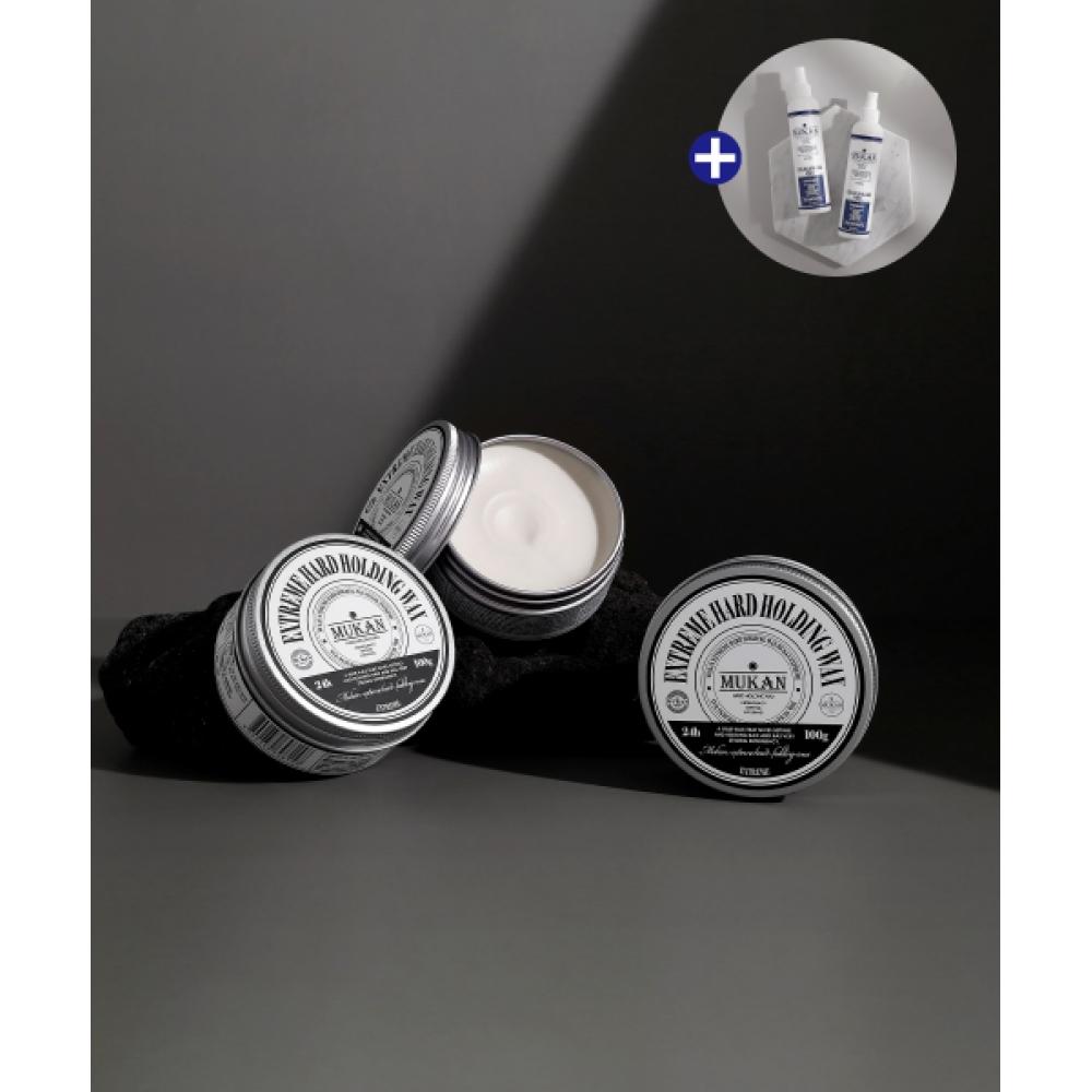 Mukan Hair Wax Pomade HairSpray 4 Types Holding Wax + Spray Set none
