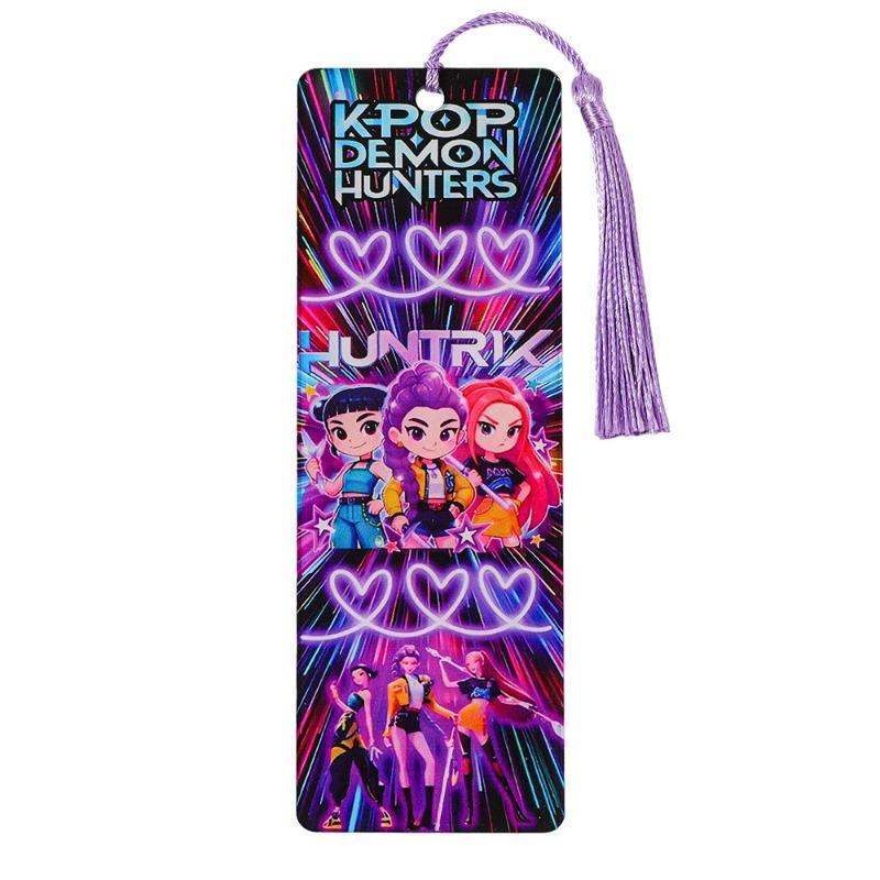 Kpop Demon Hunters Acrylic Bookmarks with Tassels - Colorful Idol & Cartoon Designs, Durable Page Markers for Kpop Fans