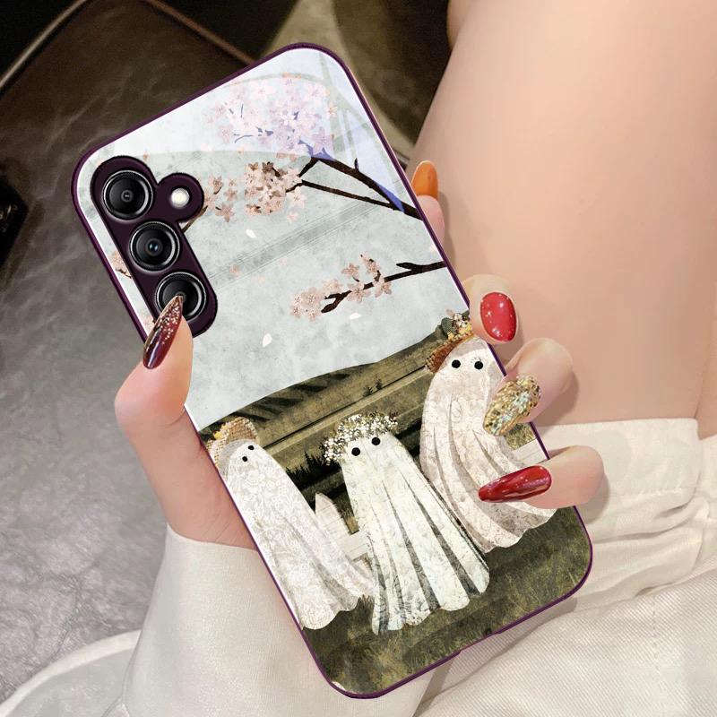 

Милий маленький рожевий привид Для Samsung Galaxy A14 4G 20 30 52 20S 21S 22 A32 33 34 42 50 51 53 54 70 71 72 73 5G Скляний чохол для телефону For Samsung A73 5G