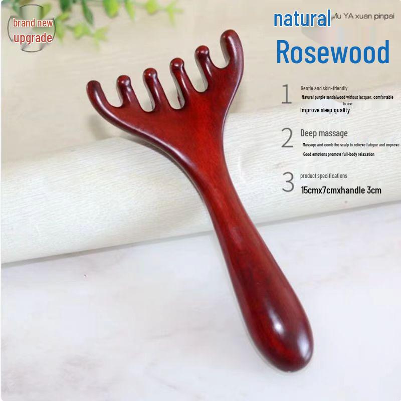 

Зеленый сандал Рог Массажная расческа - Маленькая граблевидная головка Меридианная массажная расческа Товары для дома.