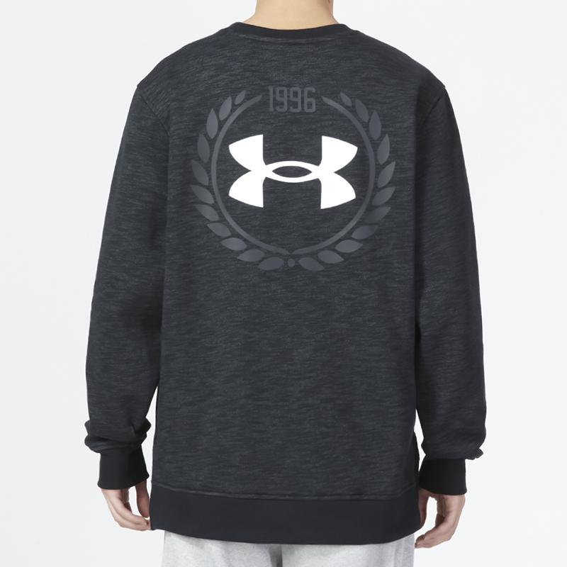 Under Armour Striped Sport Casual Crew Neck Fleece Pullover Long Sleeve Sweatshirt Men Tops Dark-Grey 1373814-001