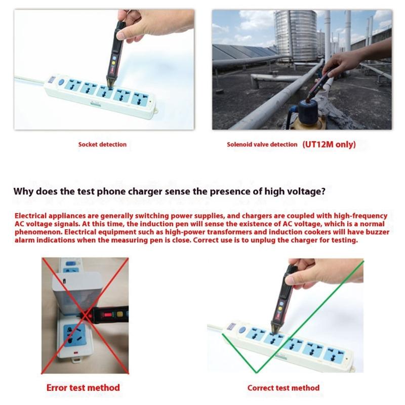 Electricians Intelligent Voltages Detector Pen No Contact Live/Neutral Wire Tester with Breakpoints Locator Waterproof