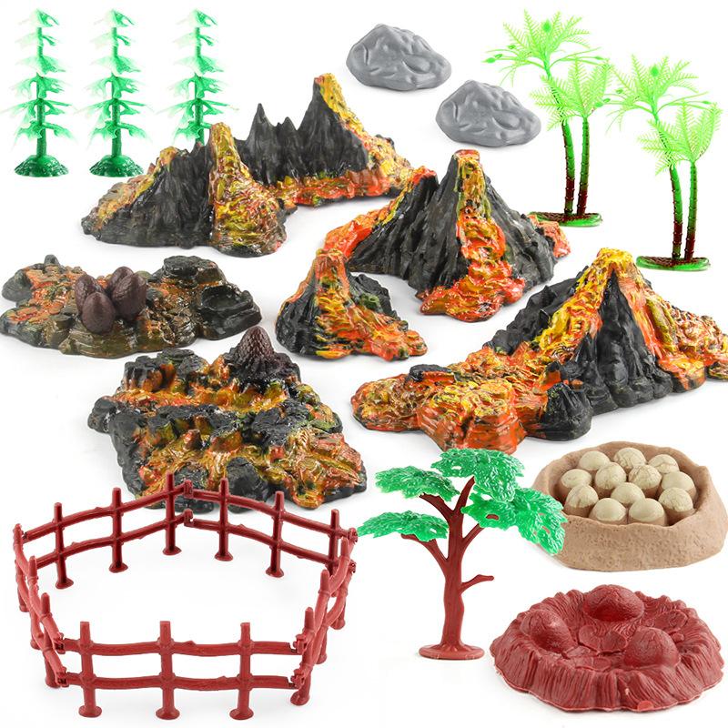 Simulation Dinosaur World Volcano Model Doll Volcano Scene Theme Static Tabletop Ornament Toy