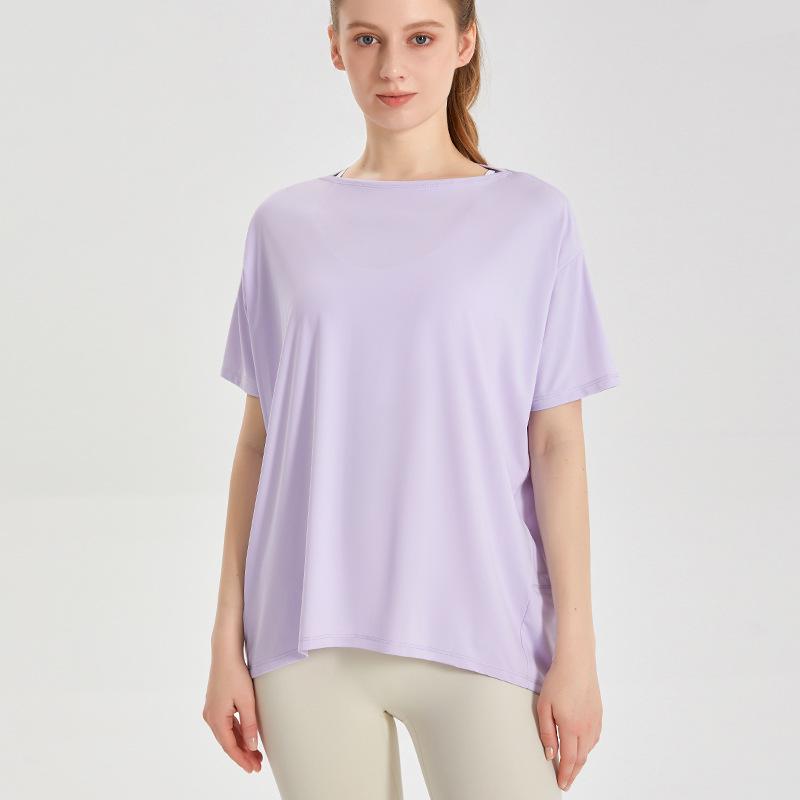 

LAHN Женский спортивный топ из ледяного шелка, быстросохнущий, с защитой от солнца, свободный, облегающий, с коротким рукавом L