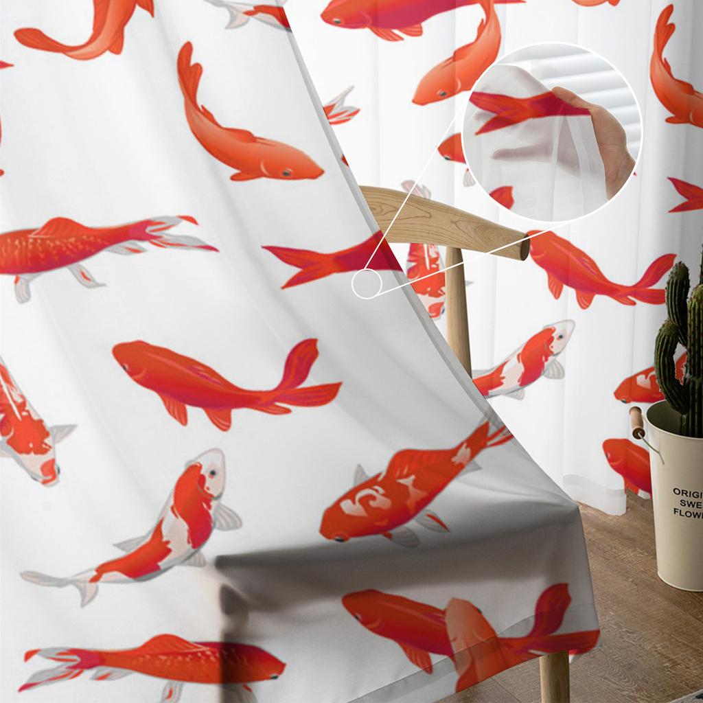 Carp Texture White Modern Curtain For Living Room Transparent Tulle Curtains Window Sheer For The Bedroom Accessories Decor