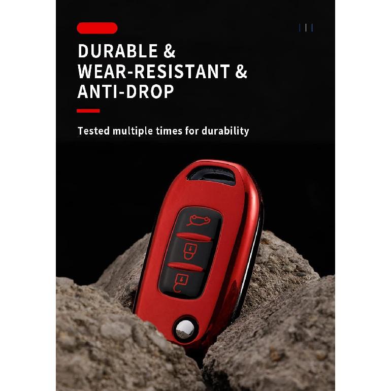 Copri Telecomando HIBEYO per Renault Kadjar Captur Megane Sandero Stepway Logan Clio 5 Accessori Copri Guscio Chiave Intelligente per Renault Kadjar Pieghevole 3