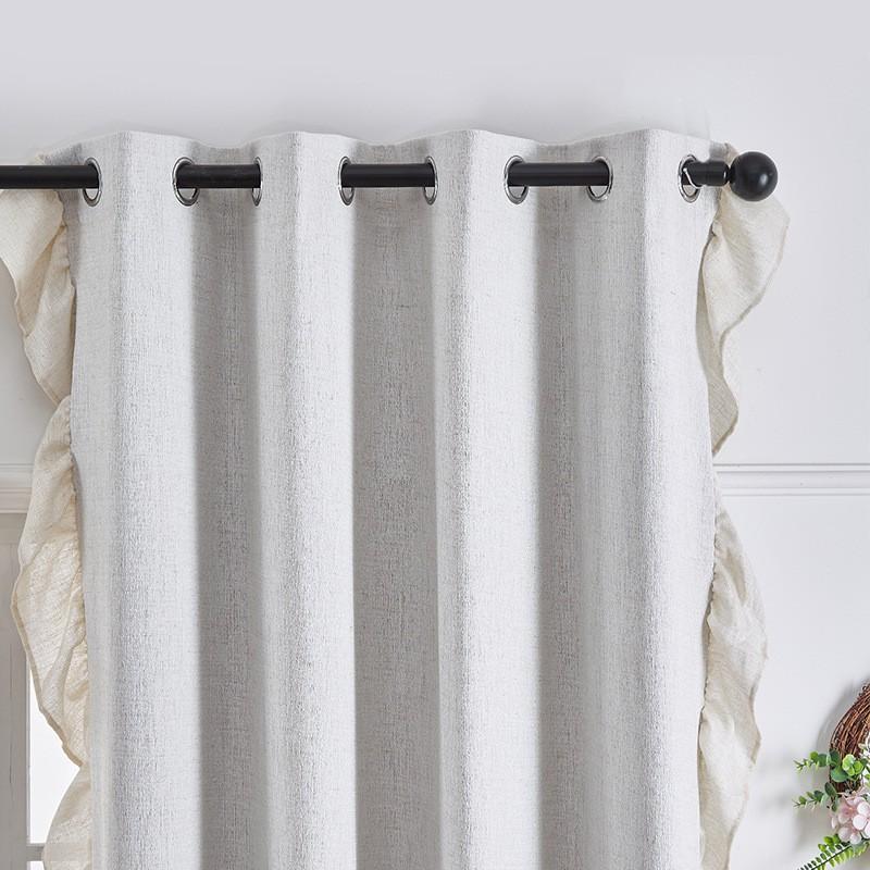 French Linen Blackout Curtain With Ruffles Bedroom Living Room Kitchen Window Door