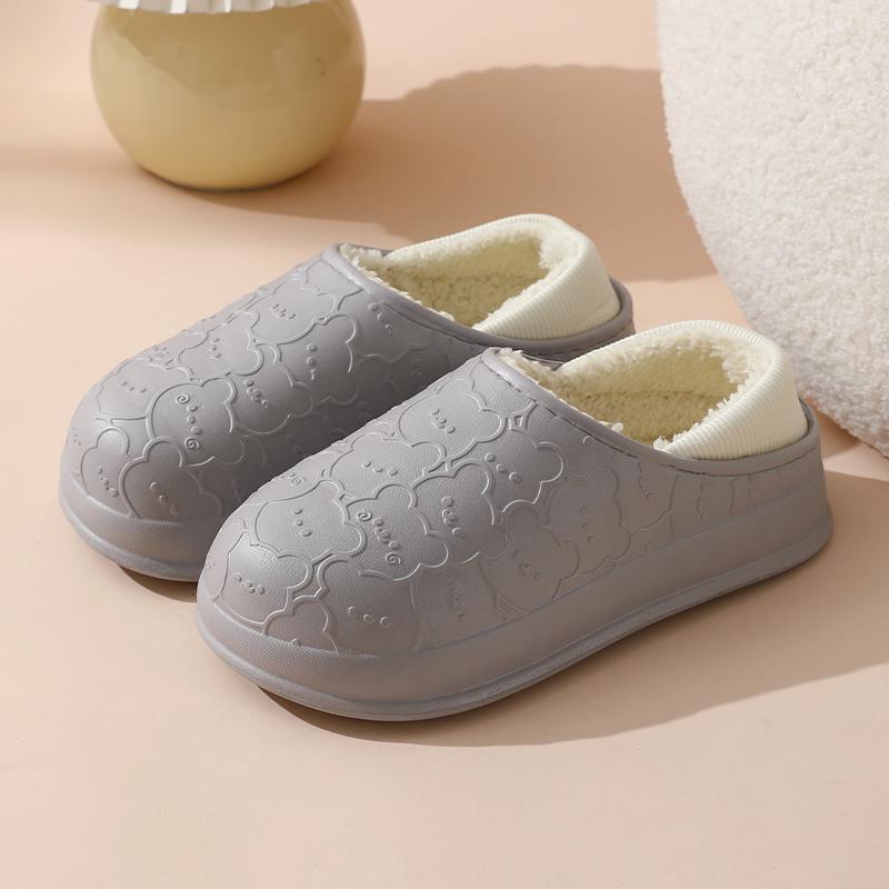 Women's Plush Cotton Winter Slippers with Heels & Men's Thick-Soled Soft Home Slippers for Outdoor Wear