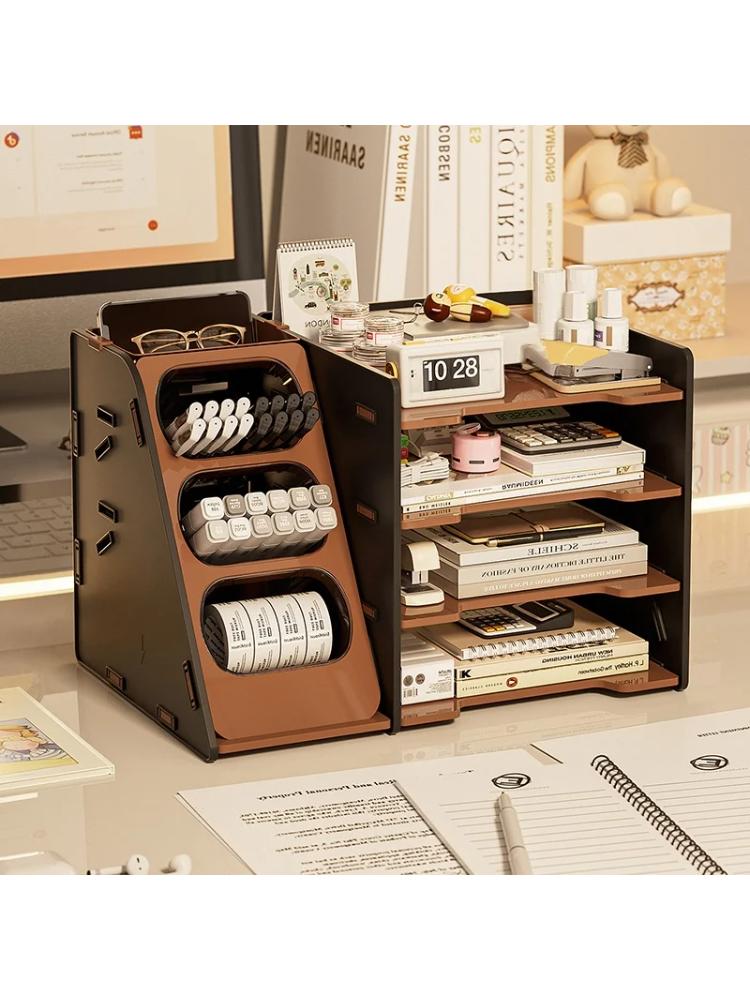Desktop Storage Box, Office Desk File and Stationery Storage Rack, Cosmetics and Skincare Products Storage Cabinet