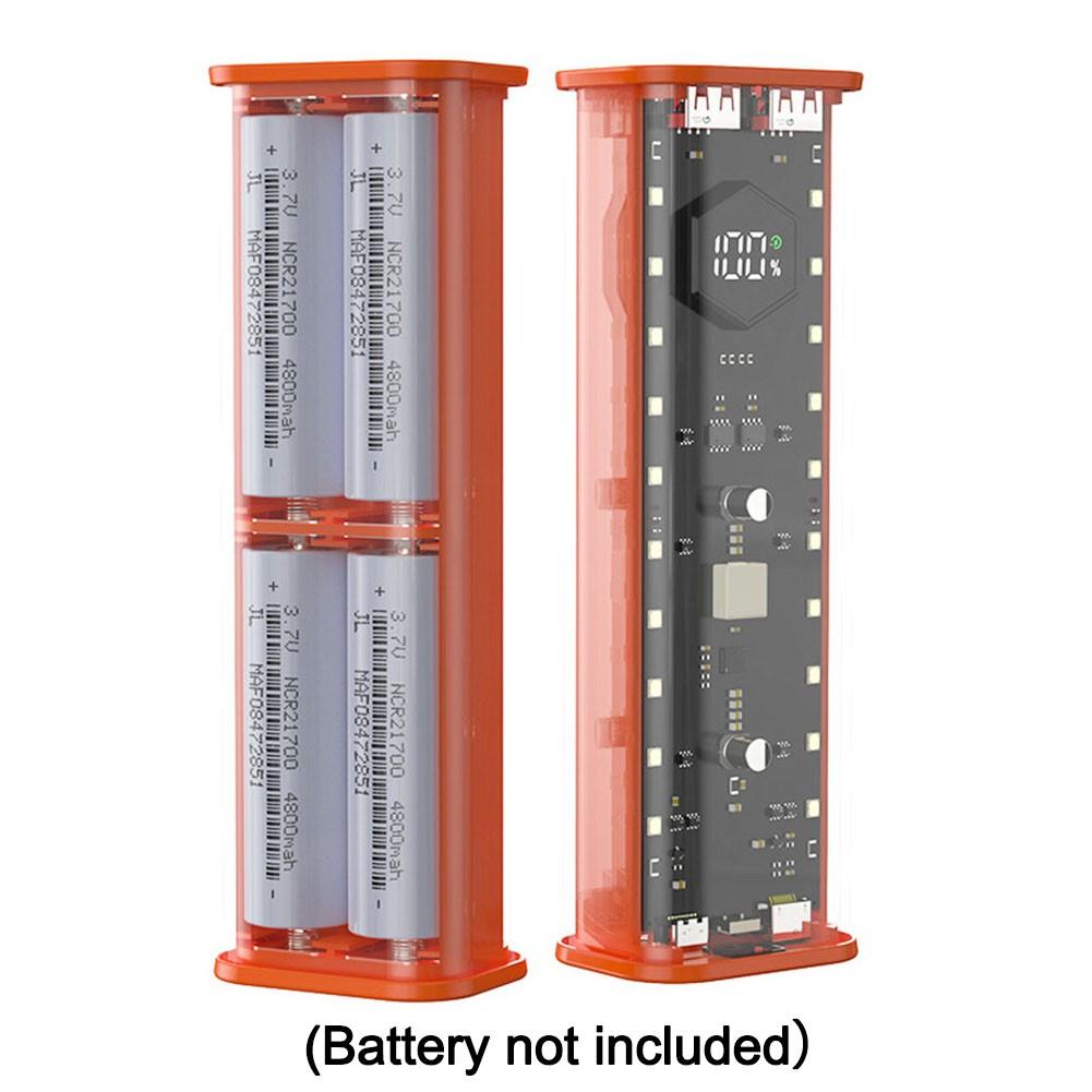 Power Bank Case for 4x21700 Flat Batteries with Dual Output 22 5W Charger Box