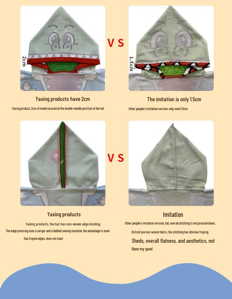 Kids' Cartoon Hooded Bath Towel & Beach Cape - Large Absorbent Bathrobe Cloak
