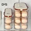 Automatic Rolling Egg Container Fridge Storage Box Food Grade BPA Free Transparent Stackable Fridge Organizer with Lid