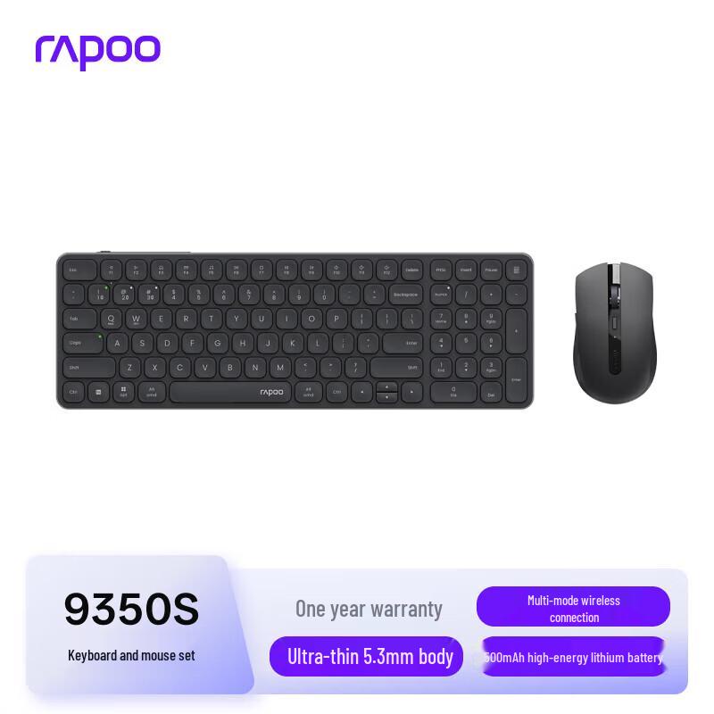 Rapoo 9350S Ultra-Thin Multi-Mode Wireless Keyboard & Mouse Combo