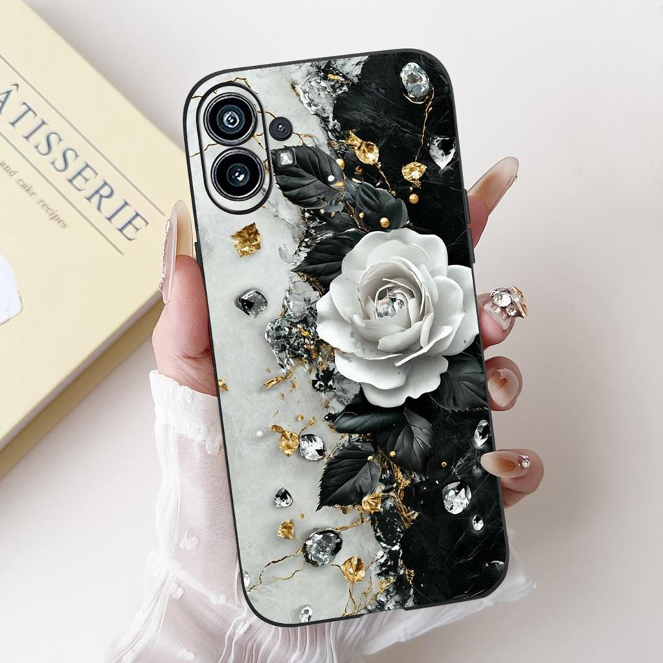 Für Nichts Telefon (1) (2) (2a) (3a) Pro Handyhülle für Nothing Phone1 2 2a 3a Rückabdeckung Cartoon Blume Stoßstange Weiches TPU Silikon