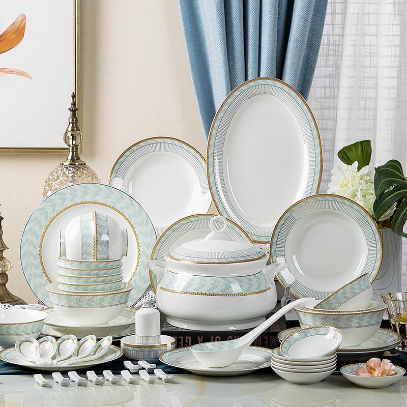 Jingdezhen New Chinese Style 56-Piece Ceramic Dinnerware Set