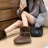 2025 Women's Leather Snow Boots Winter Women's Ankle Boots Flat Sole Comfortable Cotton Warmth New Women's Shoes
