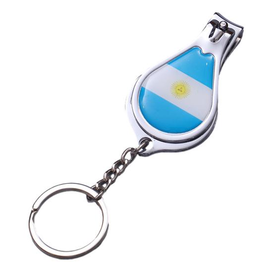 Football Match National Flag Nail Clippers, Stainless Steel Fingernail Cutter with Key Ring, 3-in-1 Bottle Opener Keychain, Soccer Fans