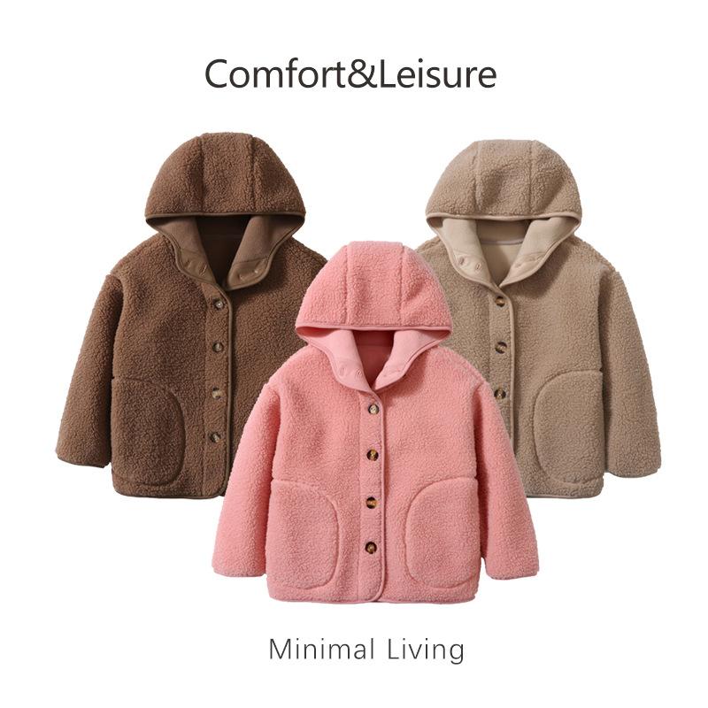 Kinder Verdickte Warme Fleece Kapuzenjacke Unisex Eltern-Kind Passende Oberbekleidung