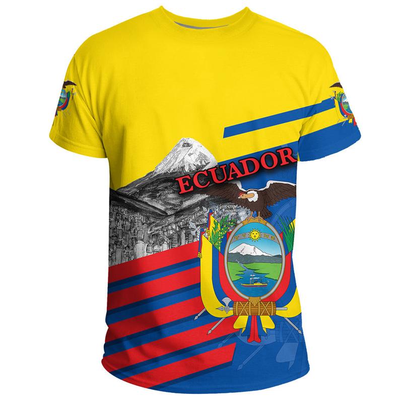 Hip Hop T Shirts Men Women Ecuador Flag Casual Tee Shirt Ecuadorian National Emblem 3D Printed Breathable Short Sleeve Gym Tops