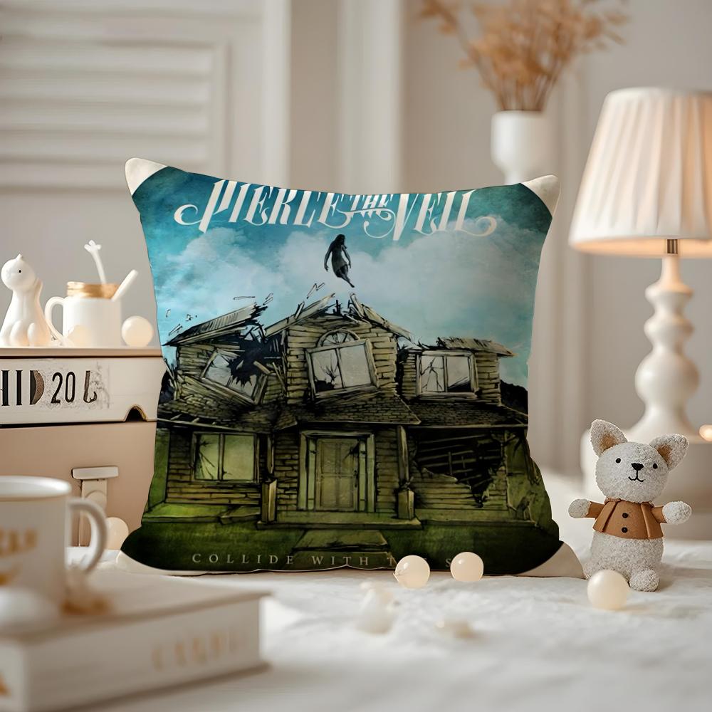 Pierce The Veil Cushion Cover Anti-dustmite Pillowcase Invisible Zipper Silky Short Plush Sofa Cushion Cover