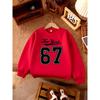 Unisex Kids Black Crewneck Sweatshirt For 4-12 Boys Girls Cursive New York Top Large White Outline Number 67 Varsity Print Soft Long Sleeve Pullover
