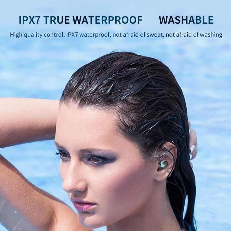 IPX7 Waterproof Wireless Sports Headphones 9D Stereo TWS Bluetooth 5 0 CVC8 0 Noise Cancelling with LED Display Charging Case