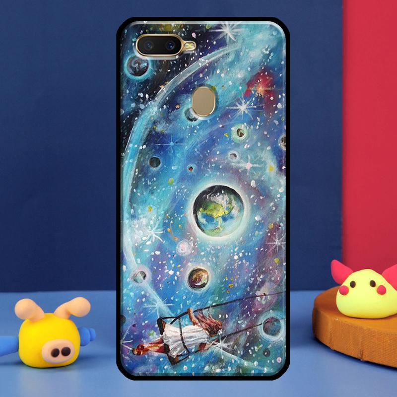 Moon Stars Space Case For Oppo A98 A78 A58 A15 A16 A17 A5 A9 A91 A52 A72 A76 A96 A74 A94 A54 S A57 A77 Cover