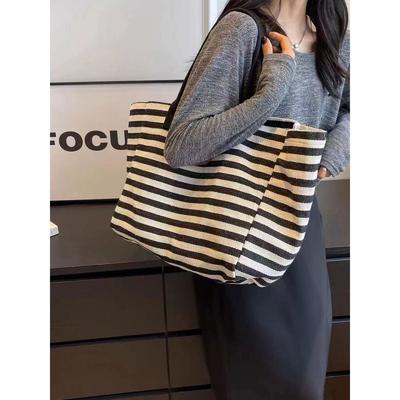 Sac en toile Sac Femme Grande Capacité Sac Fourre-tout Sac 2025 Nouveau Rayé Une Épaule Sac Fourre-tout Maman