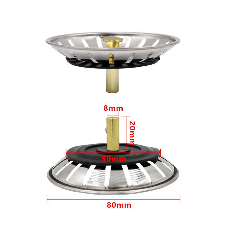 1Pcs Stainless Steel Replacement Strainer 79mm Kitchen Water Basin Sink Drainer Strainer Leach Basket Waste Plug Stopper Filter