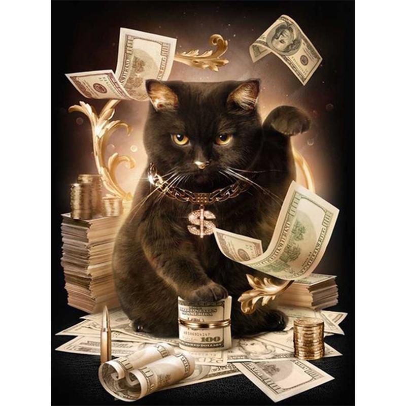 Diamond Painting Kit Cat Full Round Diamond Embroidery Animal Cross Stitch Rhinestone Art Hobby Gifts Home Decoration