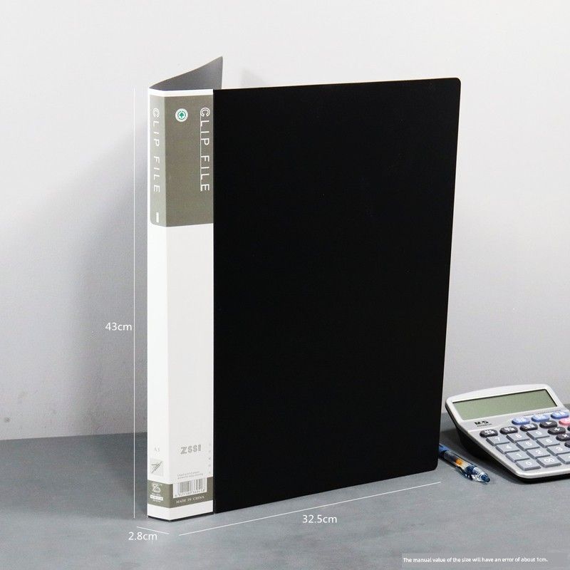 A3 Folder Single Clip Metal Power Clip 8K Drawing Paper Manuscript Folder 8 Open Art Works Storage Clip Info Booklet Black