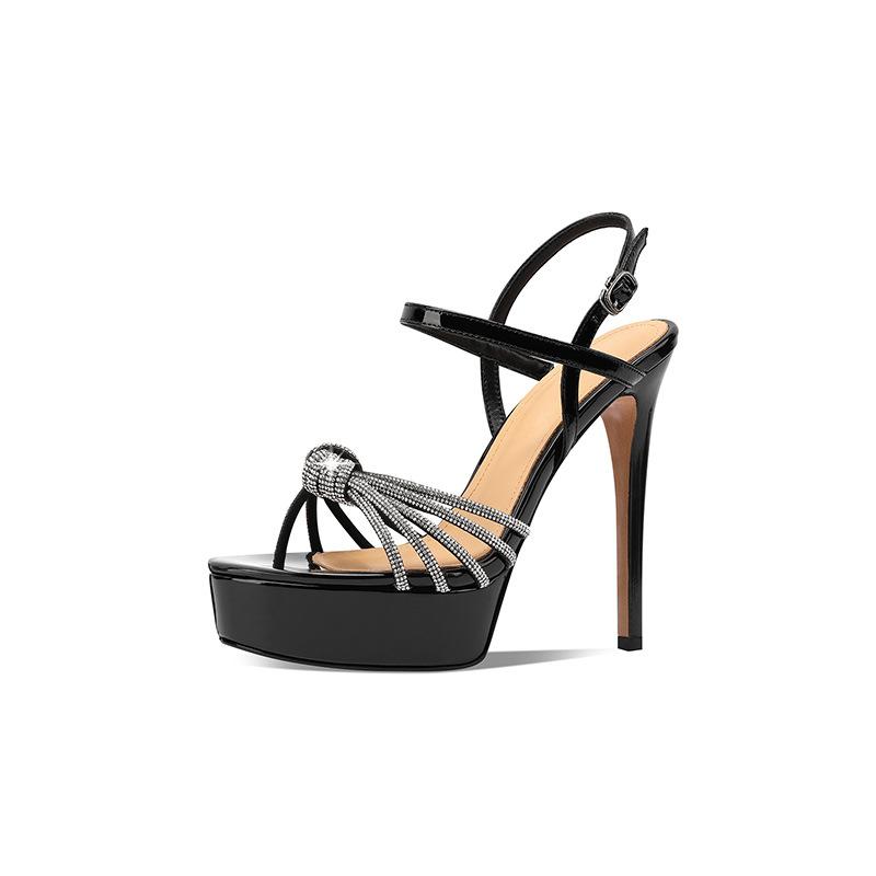 Весенне-летние новые босоножки на супервысоком каблуке, женские, на тонком каблуке, водонепроницаемая платформа, сексуальные, со стразами, с открытым носком, платье, с ремешком на щиколотке, на высоком каблуке 33
