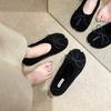 Sweet Fluffy Shoes for Women To Wear Outside Autumn and Winter 2025 New Velvet Beanie Shoes, Shallow Mouth Versatile Flat Bottom Warm Cotton Shoes