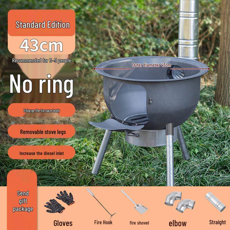 Portable Outdoor Iron Wood-Burning Stove for Rural Households