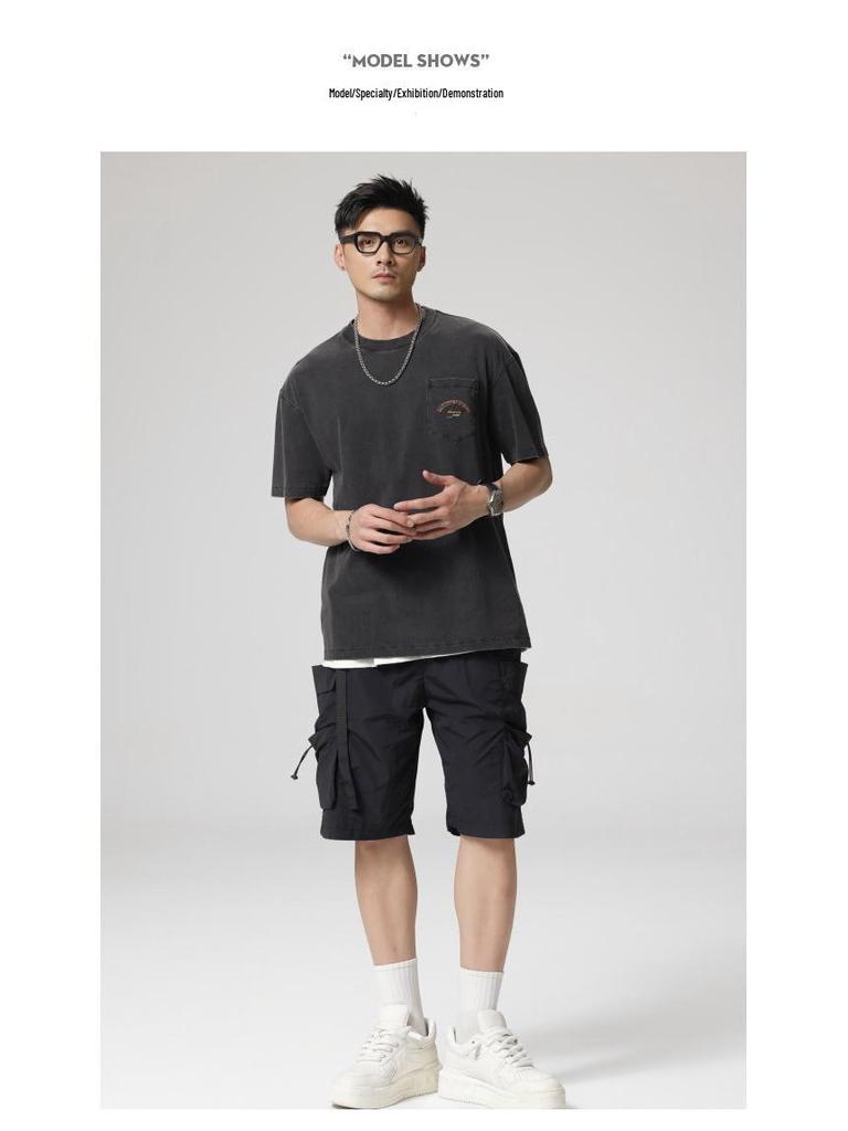 Herr 230g Tungvikt T-shirt i Ren Bomull, 2025 Ny Stil, Kortärmad, Sommar Lös Passform, Amerikanskt Trendigt Märke.