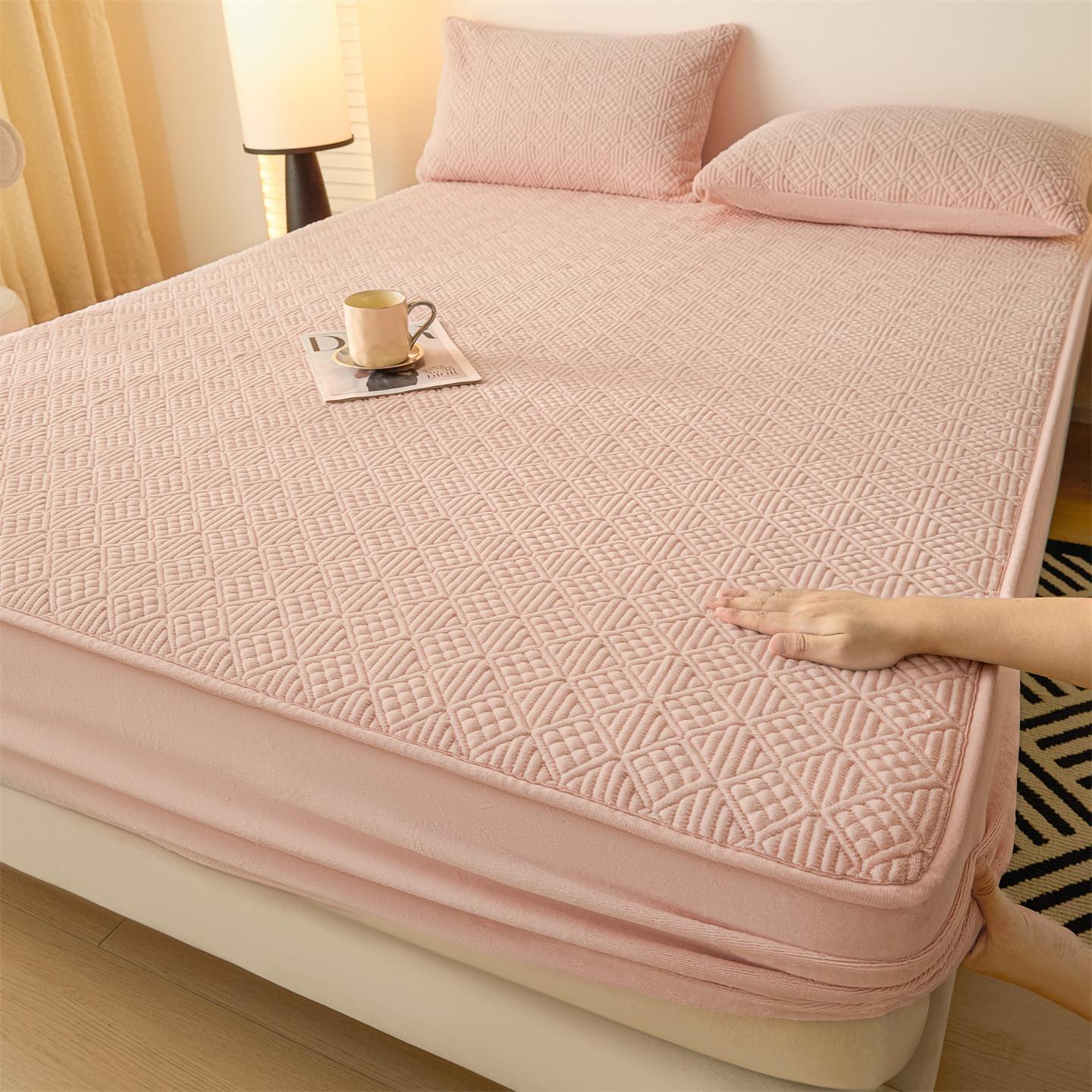 

Class A Milk Velvet Quilted Bed Sheet Single Piece Thickened Anti-slip Bed Cover Mattress Protective Cover Bedding Set 90 * 200cm single bed hat