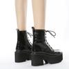 Damenschuhe in großen Größen Herbst und Winter Damenstiefel dicker Absatz Plateau Stiefeletten Schnürstiefel Martin-Stiefel
