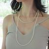 modernlike silver galaxy nuclear pearl long necklace