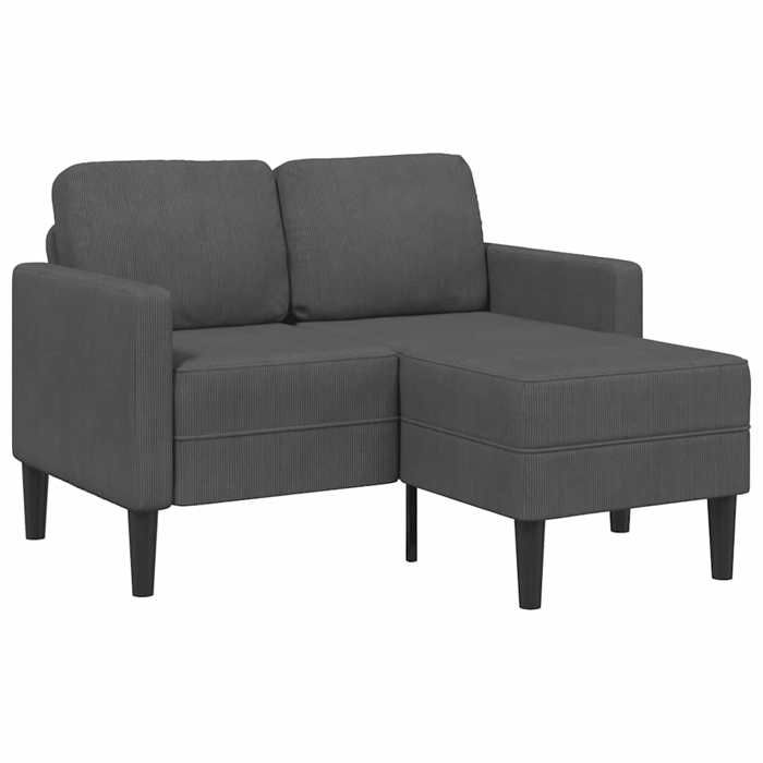 VidaXL 2-seater Sofa with L-shaped Chaise Lounge Dark Grey 125 Cm Linen, 2-seater Bedroom Sofa, Loveseat, Two-seater Sofa 4107077