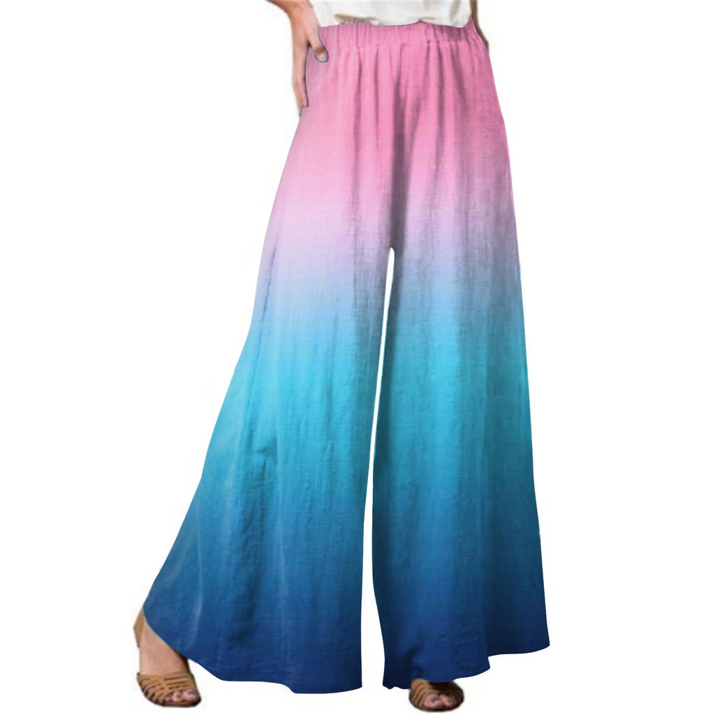 Fashion Women's Printed Stitching Breathable Casual Loose Pants