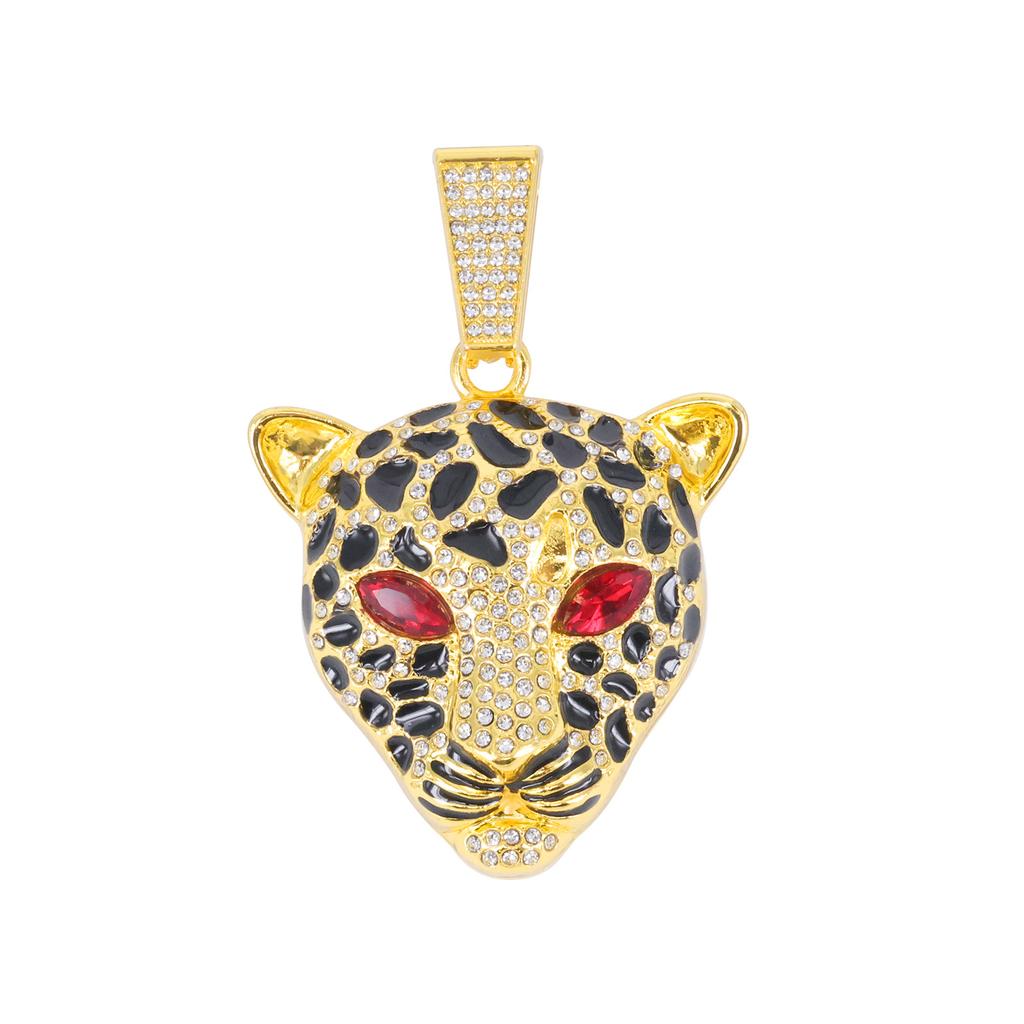 European American Exaggerated Domineering Rhinestone Leopard Head Pendant, HIPHOP Punk Trendsetter Cool Hip Hop Cuban Chain Jewelry