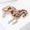 Delicate Cartoon Horse Brooch with Rhinestones Embellishments Enamel Animal Shaped Lapel Pin Accessory