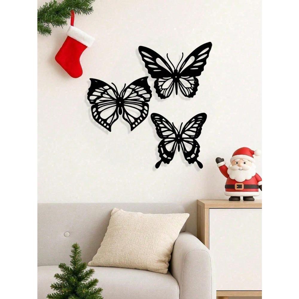 3-Piece Metal Butterfly Wall Art Set Minimalist Vintage Home Decor Waterproof Rustproof Easy Hang Living Room Bedroom Gift for Women